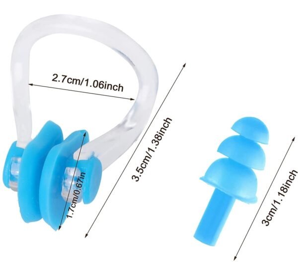 Silicone earplugs with nose clip for swimming - Image 2