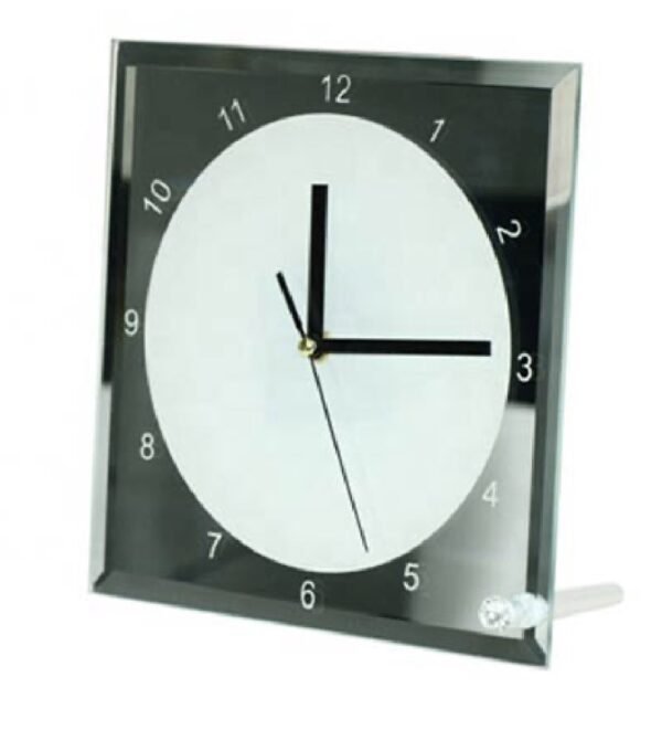 Horloge carré en verre miroir personnalisable  20 x 20 (cm) – Image 2