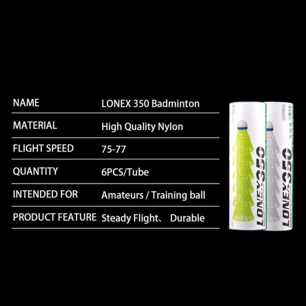Badminton Shuttlecock LONEX 350 (tube of 6) - Image 5